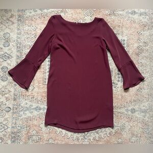 Adrienne Vittadini Burgundy Bell Sleeve Whimsigoth Romantic Fairy Dress Women 6